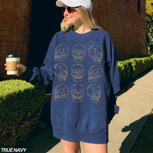 Skeleton Sweatshirt, Skull Sweatshirt, Halloween Sweatshirt, Halloween Gift, Skeleton Shirt, Retro Halloween, Vintage Skull