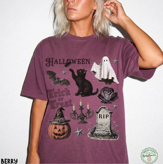Retro Vintage Halloween Collage Shirt, Halloween Tee, Pumpkin Halloween Shirt Spooky Season, Trick or Treat, Ghost Halloween