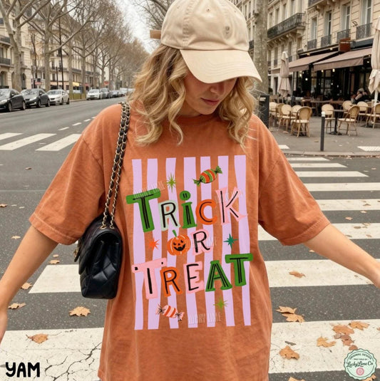 Trick or Treat Shirt, Halloween Tshirt, Preppy Halloween Shirt, Retro Halloween Tee, Pumpkin Season, Spooky Season Vibes