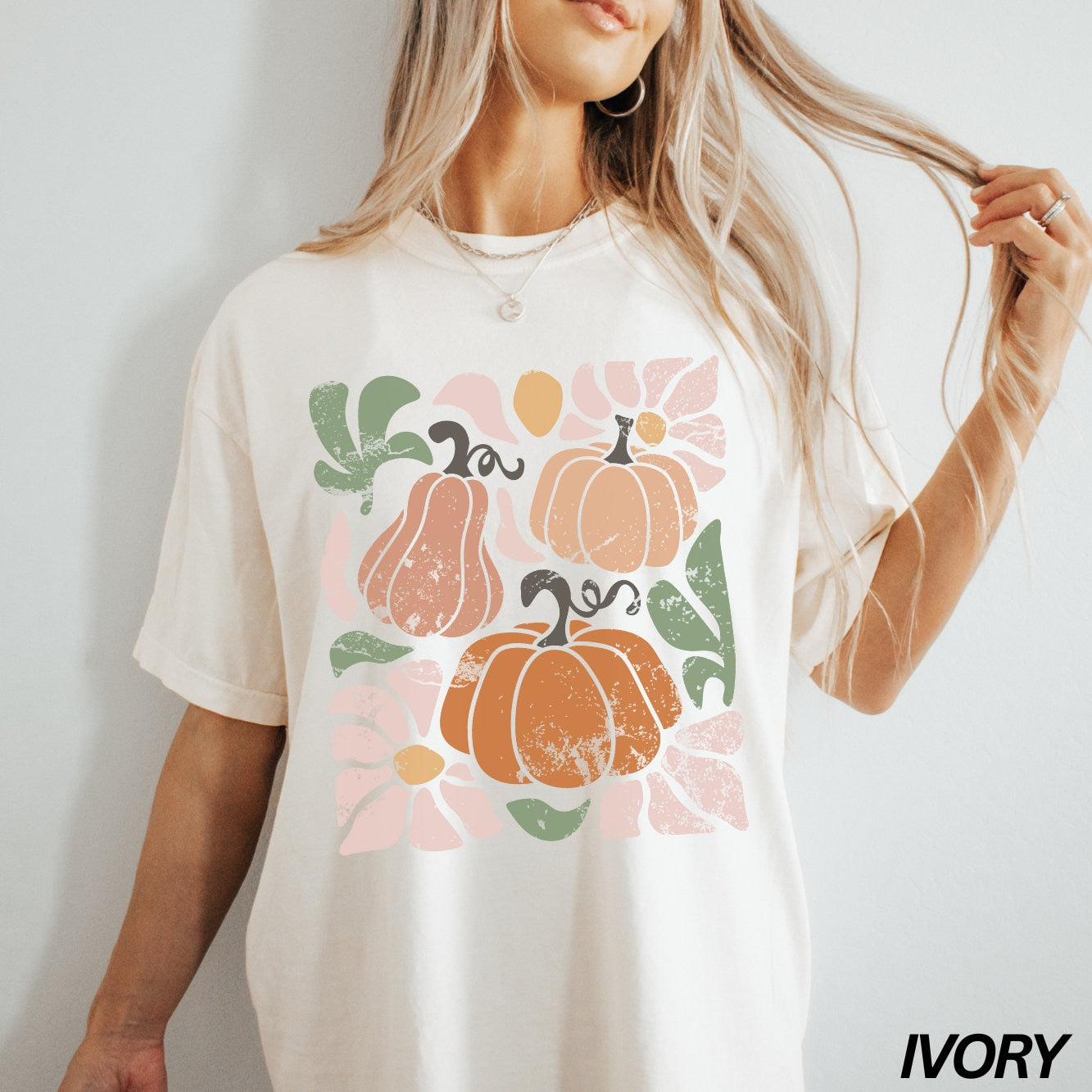 Retro Pumpkin Shirt, Floral Fall Shirt, Boho Pumpkin Shirt, Abstract Flowers, Tee, Halloween Shirt, Pumpkin Season Shirt