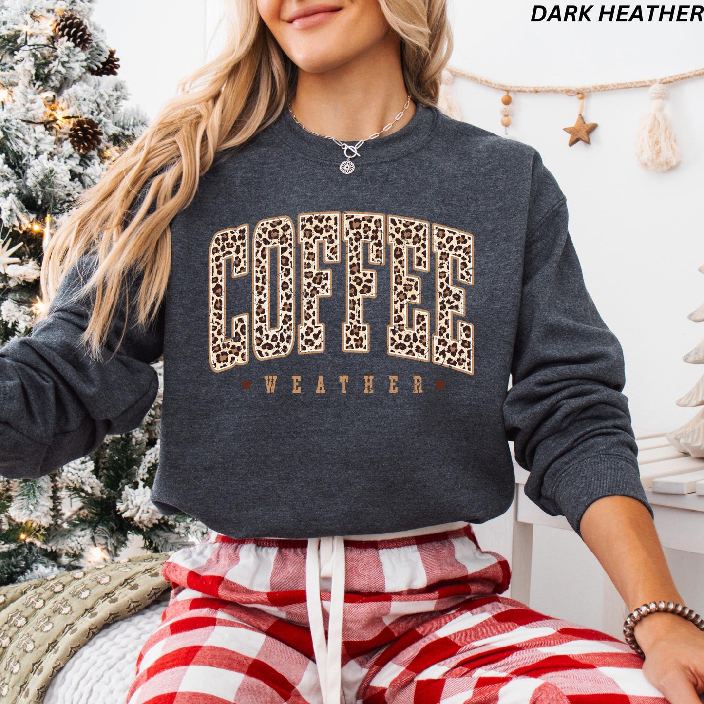 Coffee Weather Sweatshirt, Leopard Print Sweatshirt, Coffee Lover Shirt, Fall Sweatshirt for Women, Autumn Girly, Coffee Lover Sweatshirt