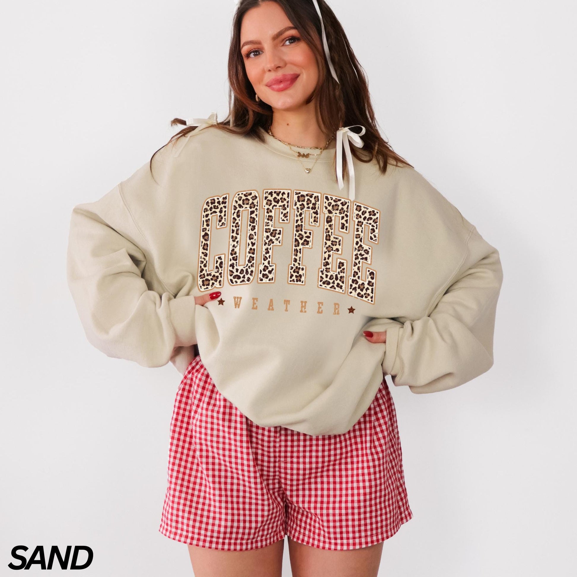 Coffee Weather Sweatshirt, Leopard Print Sweatshirt, Coffee Lover Shirt, Fall Sweatshirt for Women, Autumn Girly, Coffee Lover Sweatshirt