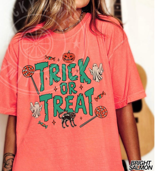 Trick or Treat Shirt, Halloween Shirt, Pumpkin Season Shirt, Cute Ghost Shirt, Spooky Vibes Shirt, Retro Halloween Tee, Fall