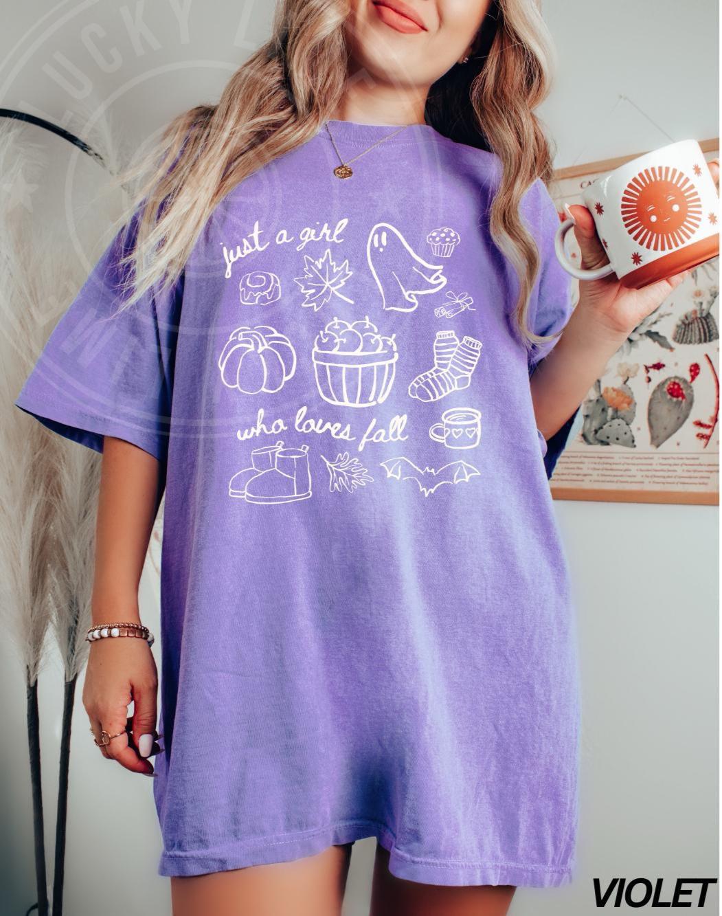 Just A Girl Who Loves Fall Shirt, Pumpkin Season Shirt, Coffee Lover Shirt, Thanksgiving Shirt, Fall Shirt, Autumn Shirt, Cute Ghost Tshirt