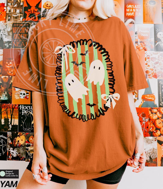 Halloween Shirt, Cute Ghost Shirt, Preppy Halloween TShirt, Messy Coquette Halloween Tee, Spooky Season, Womens Halloween