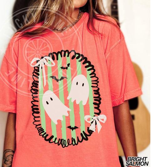 Halloween Shirt, Cute Ghost Shirt, Preppy Halloween TShirt, Messy Coquette Halloween Tee, Spooky Season, Womens Halloween