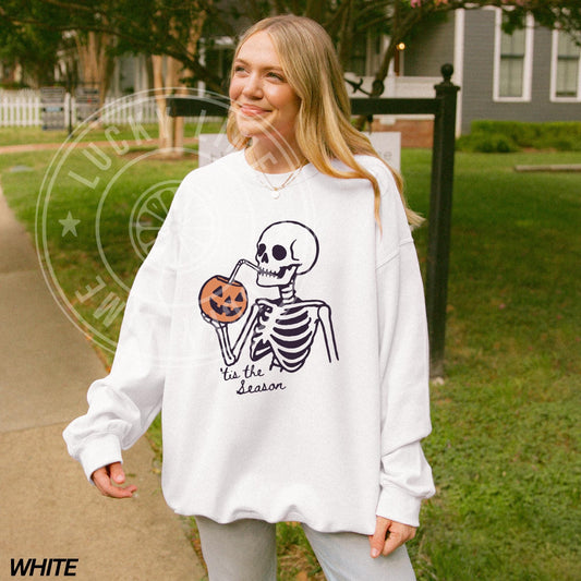 Tis The Season Halloween Sweatshirt, Skeleton Halloween Shirt, Funny Halloween Sweatshirt, Fall Shirt, Unisex Halloween, Pumpkin Season Tee
