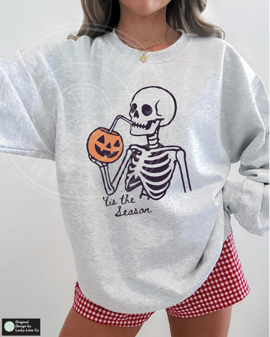 Tis The Season Halloween Sweatshirt, Skeleton Halloween Shirt, Funny Halloween Sweatshirt, Fall Shirt, Unisex Halloween, Pumpkin Season Tee