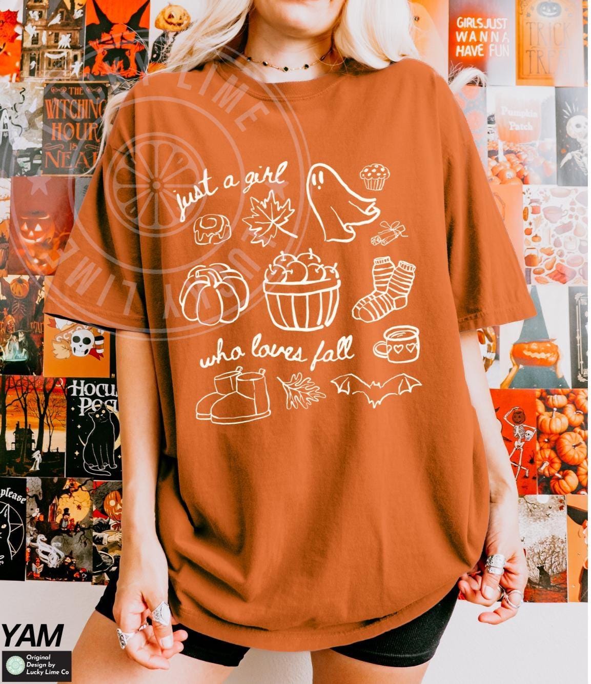 Just A Girl Who Loves Fall Shirt, Pumpkin Season Shirt, Coffee Lover Shirt, Thanksgiving Shirt, Fall Shirt, Autumn Shirt, Cute Ghost Tshirt