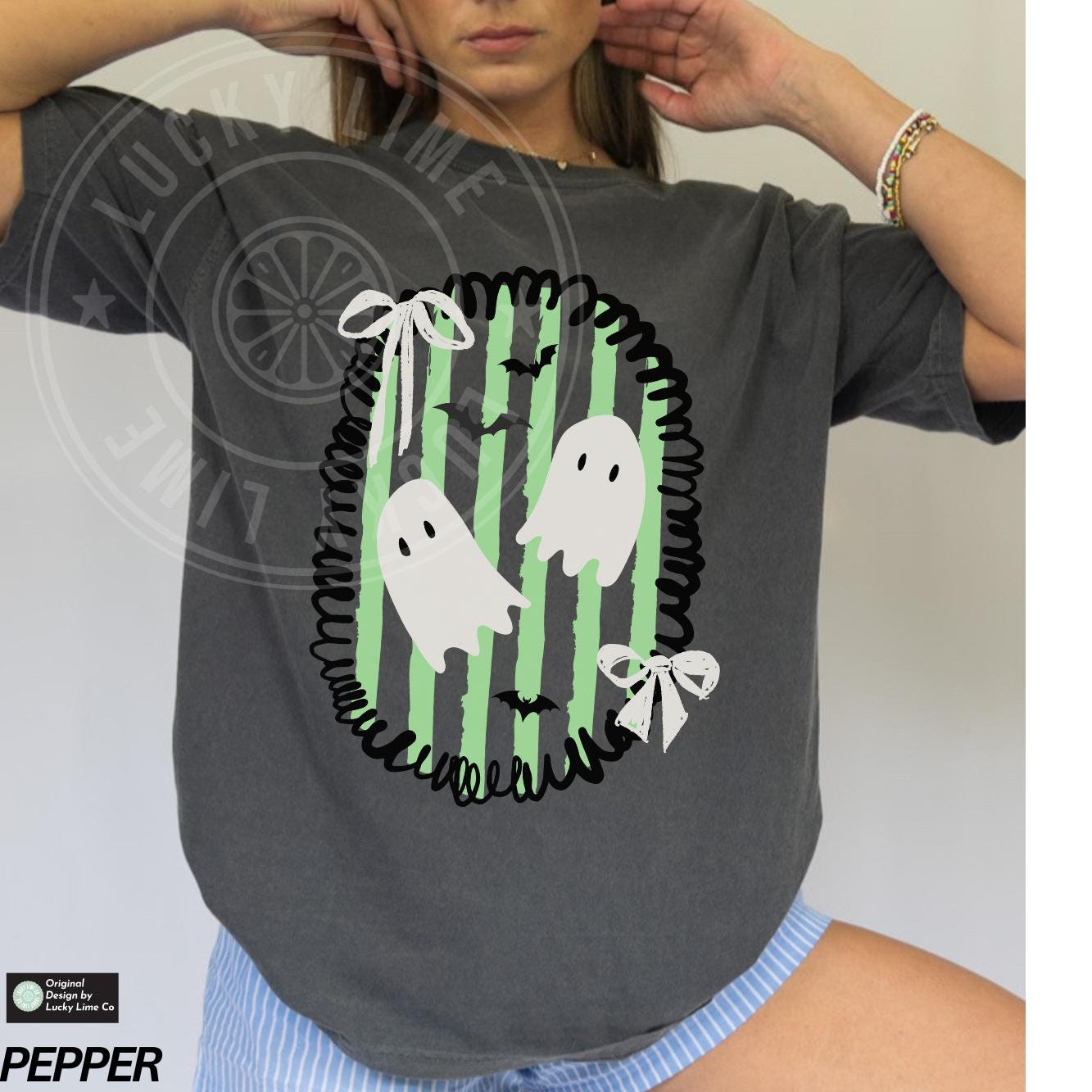 Halloween Shirt, Cute Ghost Shirt, Preppy Halloween TShirt, Messy Coquette Halloween Tee, Spooky Season, Womens Halloween