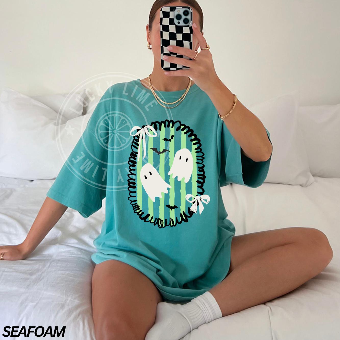 Halloween Shirt, Cute Ghost Shirt, Preppy Halloween TShirt, Messy Coquette Halloween Tee, Spooky Season, Womens Halloween