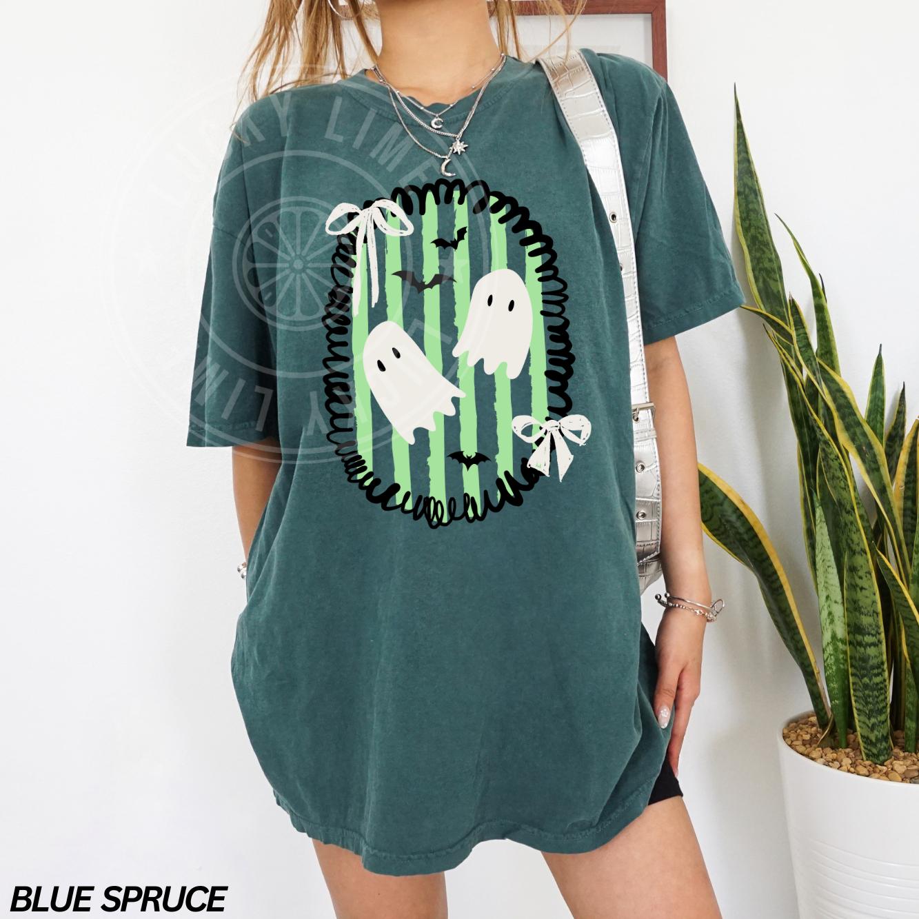 Halloween Shirt, Cute Ghost Shirt, Preppy Halloween TShirt, Messy Coquette Halloween Tee, Spooky Season, Womens Halloween