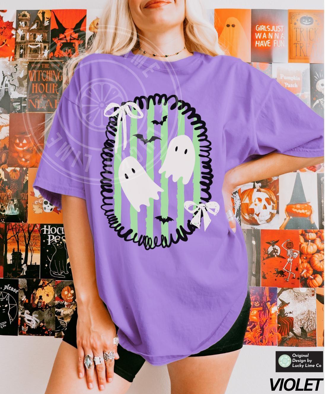 Halloween Shirt, Cute Ghost Shirt, Preppy Halloween TShirt, Messy Coquette Halloween Tee, Spooky Season, Womens Halloween