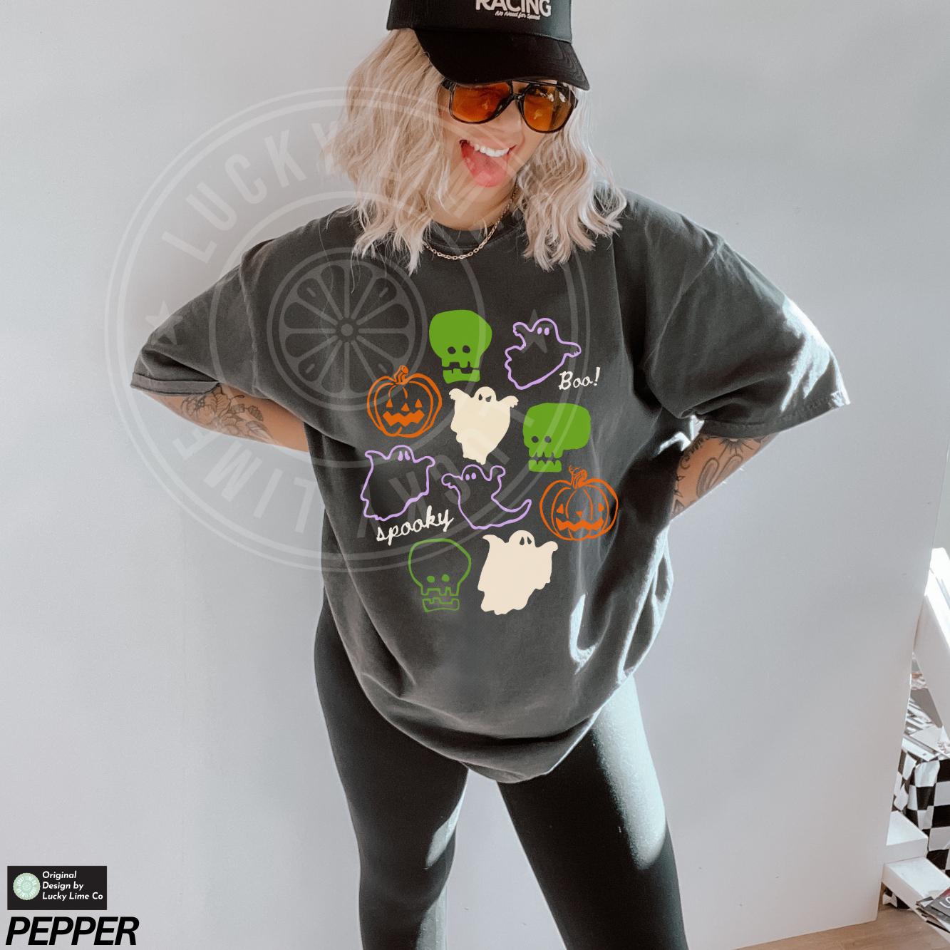 Retro Halloween Shirt, Halloween Tshirt, Skeleton Halloween Tee, Cute Ghost Shirt, Pumpkin Season, Spooky Vibes Graphic Tee
