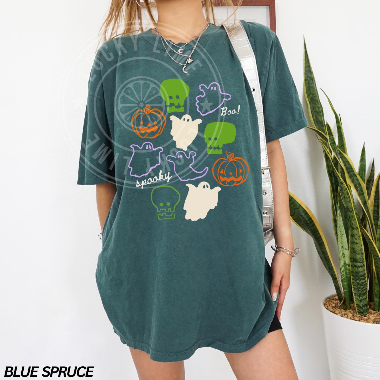 Retro Halloween Shirt, Halloween Tshirt, Skeleton Halloween Tee, Cute Ghost Shirt, Pumpkin Season, Spooky Vibes Graphic Tee