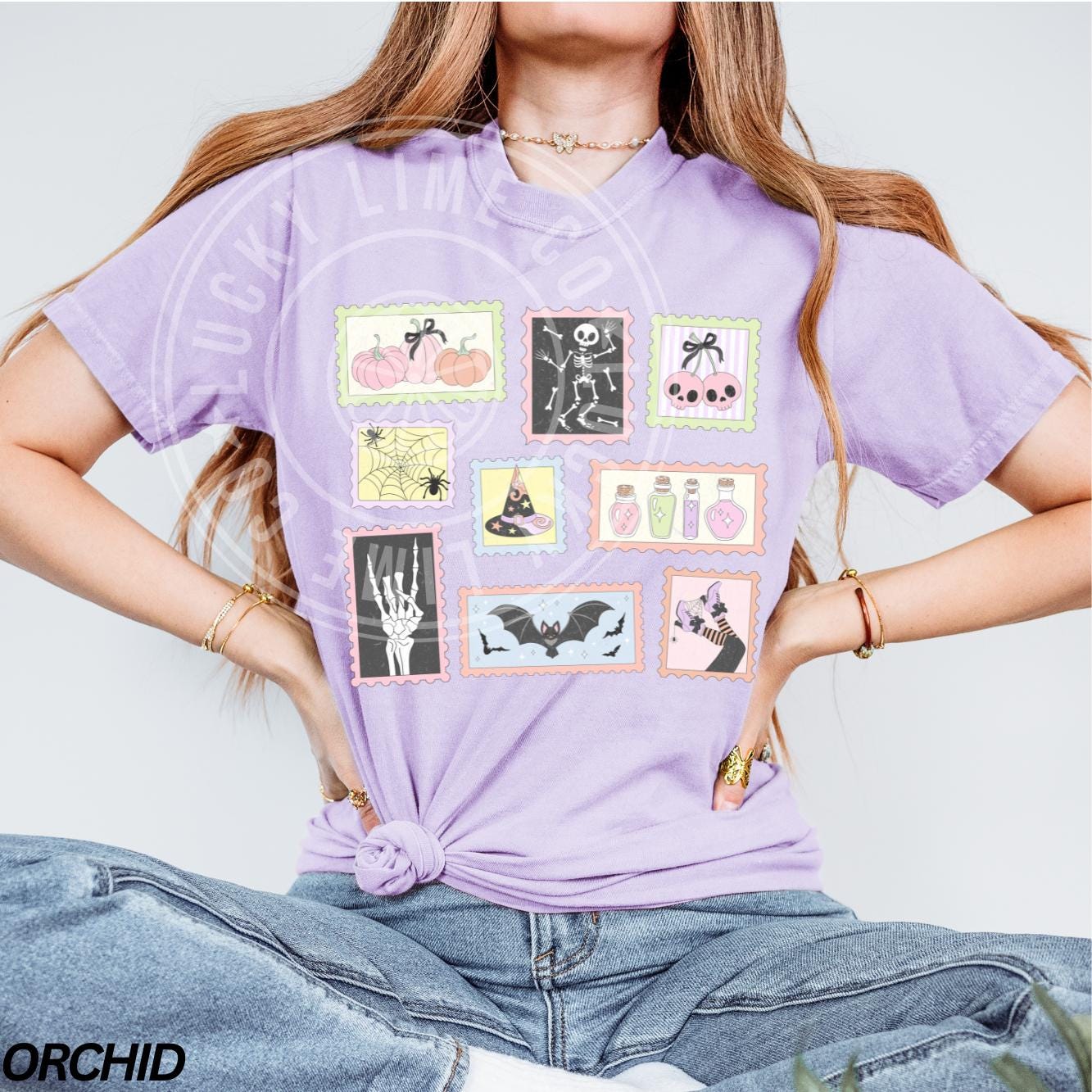 Halloween Stamp Shirt, Skeleton Halloween Shirt, Cute Ghost Pumpkin Cat Shirt, Cute Ghost, Preppy Halloween, Women's Retro Halloween Shirt