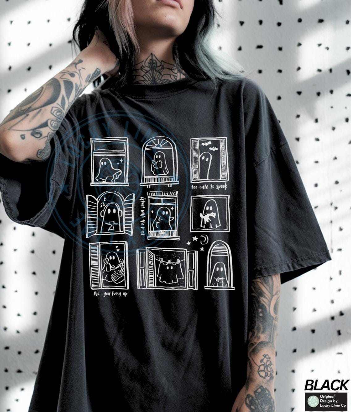 Cute Halloween Ghost Shirt, Ghost Frames Shirt, Hand Drawn Cute Ghost Doodles Tshirt, Funny Halloween Tee, Womens Halloween, Funny Ghost Tee