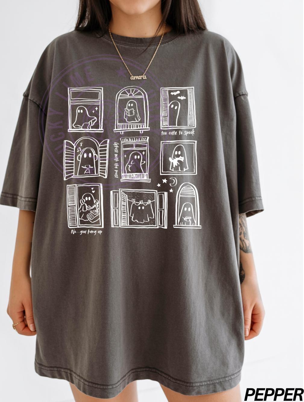Cute Halloween Ghost Shirt, Ghost Frames Shirt, Hand Drawn Cute Ghost Doodles Tshirt, Funny Halloween Tee, Womens Halloween, Funny Ghost Tee