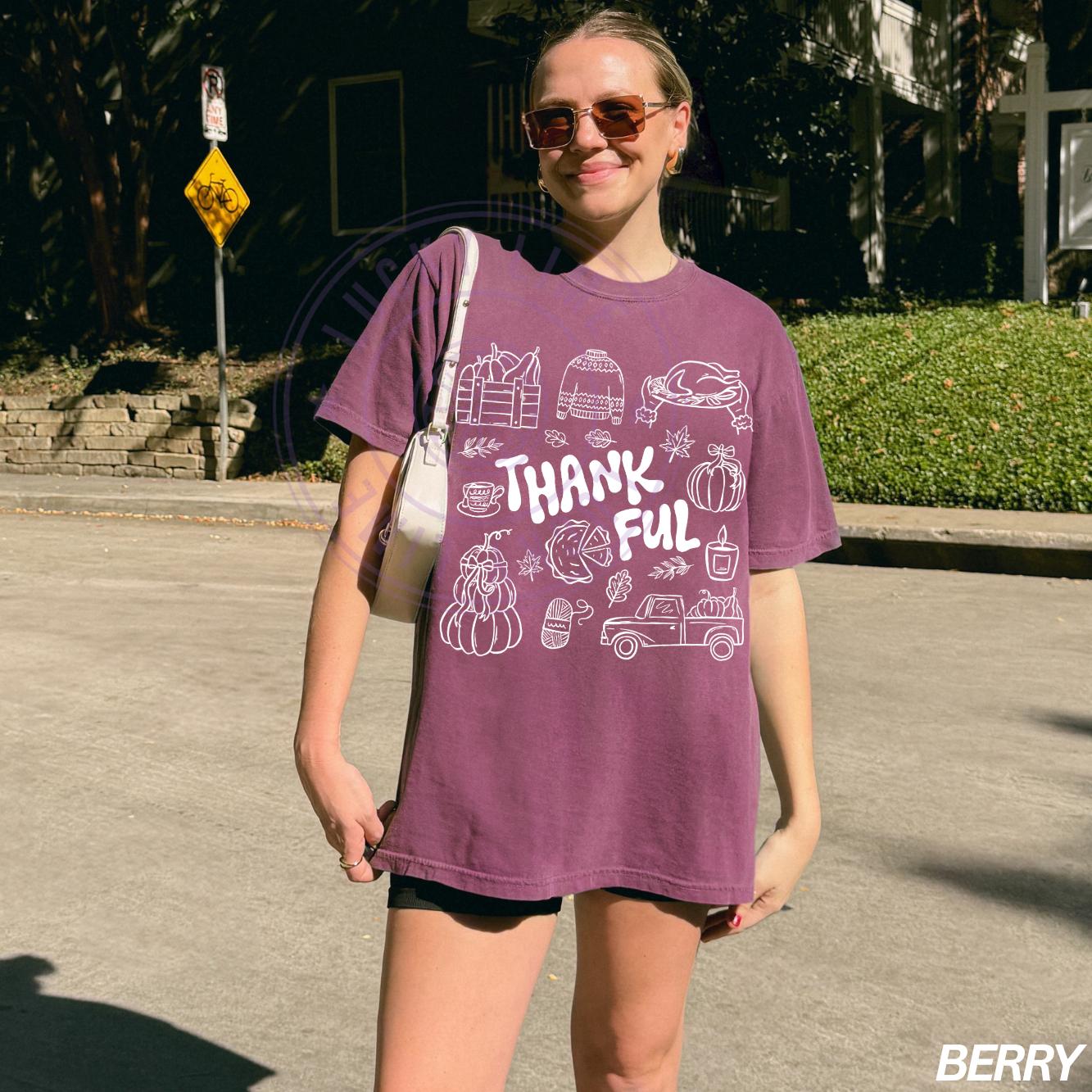 Retro Thanksgiving Shirt, Pumpkin Shirt Thankful Shirt, Thanksgiving Shirt, Fall Doodles Shirt, Fall Clothing, Autumn Tee