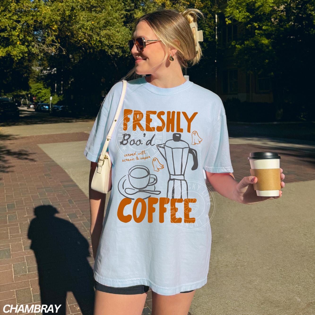 Freshly Boo’d Coffee Shirt, Halloween Coffee Shirt, Ghost Coffee Shirt, Cute Ghost Tee, Skeleton Halloween, Coffee Lover Gift, Halloween Tee
