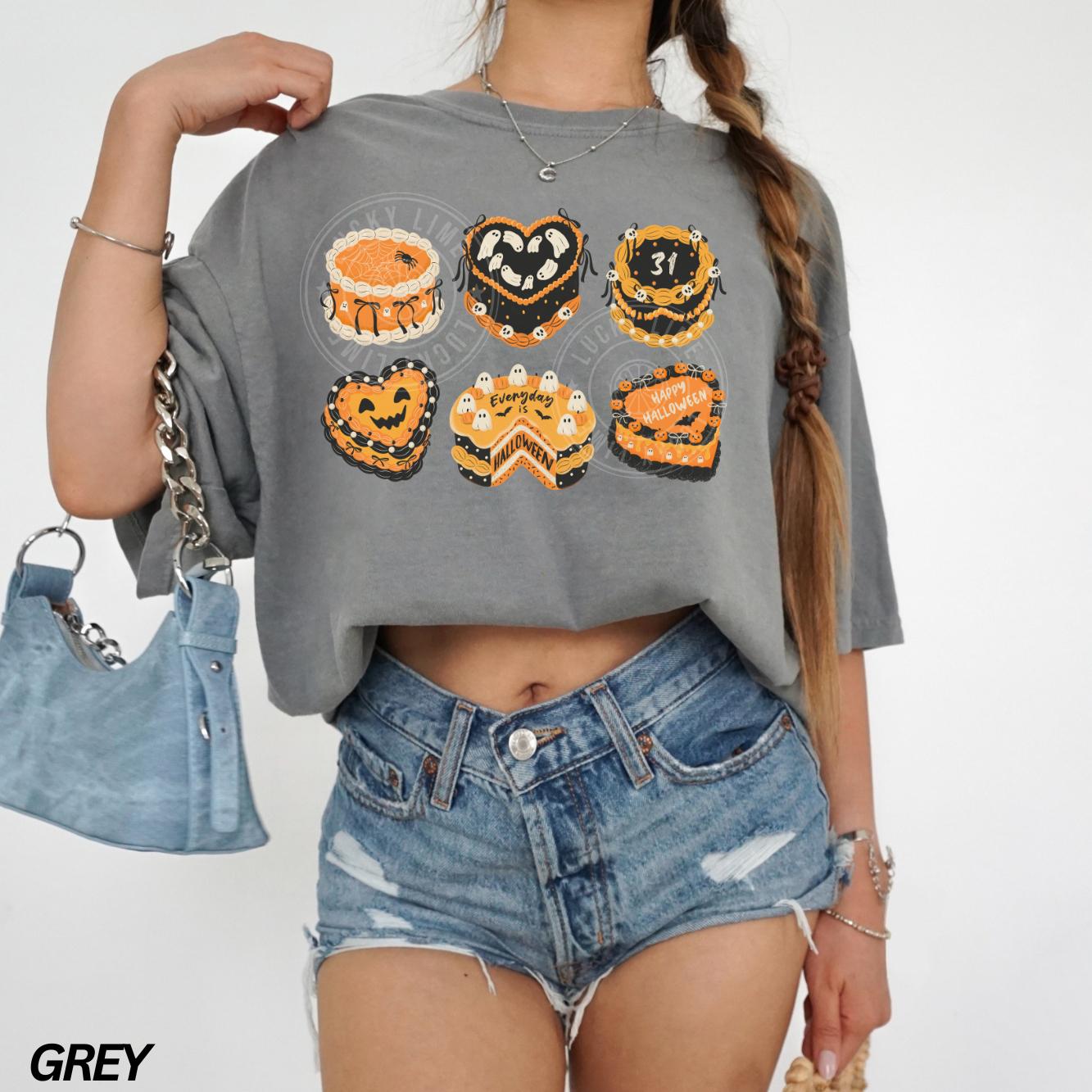 Retro Halloween Cake Shirt, Coquette Halloween Shirt, Womens Halloween Tshirt, Spooky Season Tee, Trendy Halloween, Cute Ghost Shirt