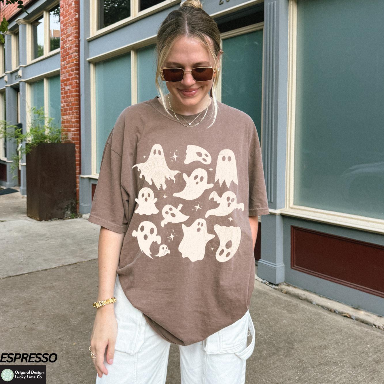 Halloween Ghost Shirt, Ghost Collage Shirt, Halloween Shirt, Cute Ghost Shirt, Cute Fall Tee, Spooky Season, Spooky Vibes, Retro Ghost Shirt