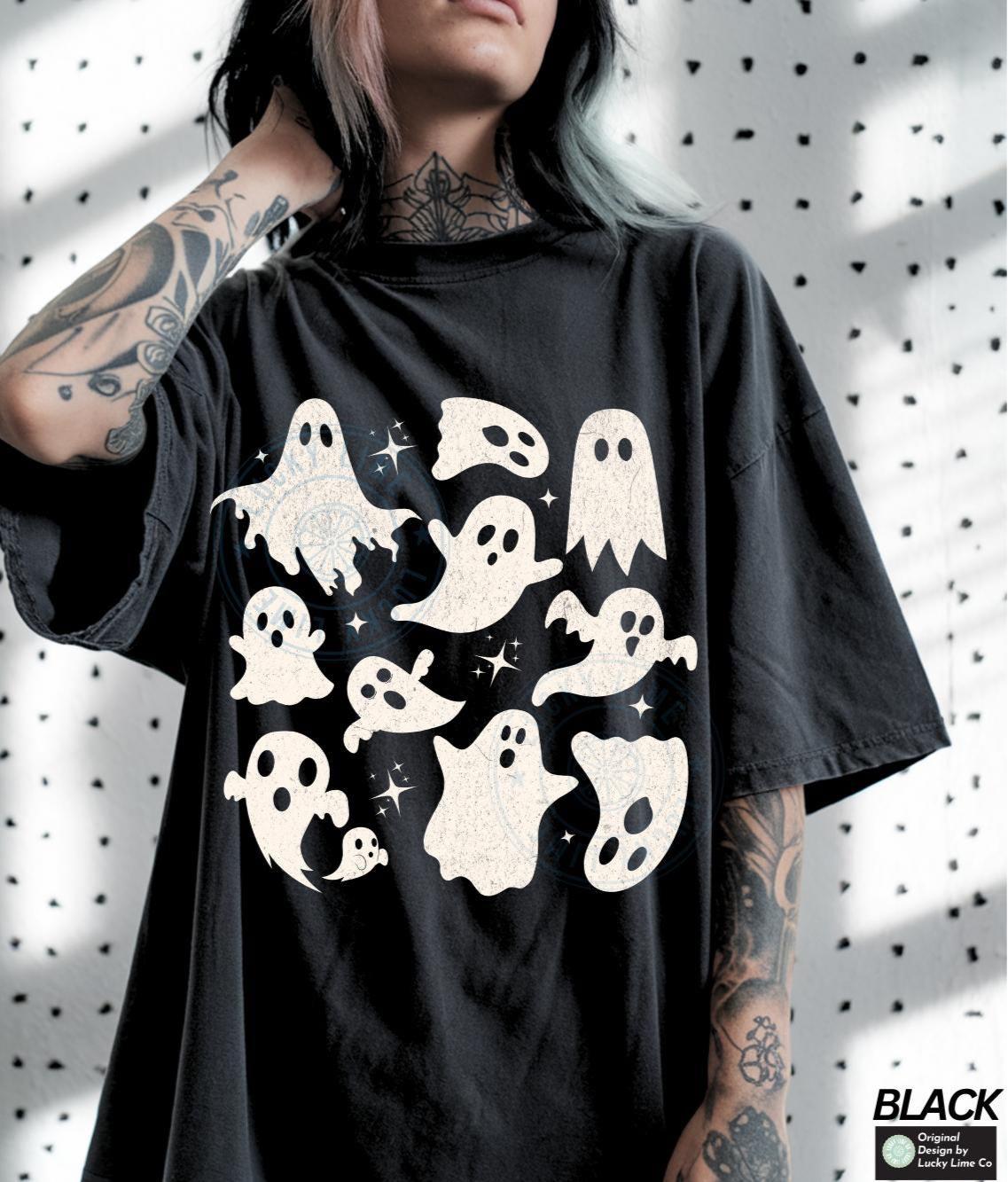 Halloween Ghost Shirt, Ghost Collage Shirt, Halloween Shirt, Cute Ghost Shirt, Cute Fall Tee, Spooky Season, Spooky Vibes, Retro Ghost Shirt
