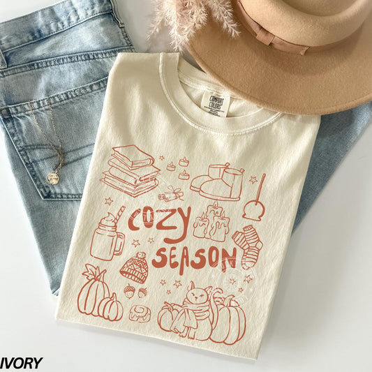 Cozy Season Shirt, Fall Vibes Shirt, Fall Tee, Fall pumpkin Shirt, Autumn Shirt, Pumpkin Season Top, Retro Fall Graphic Tee