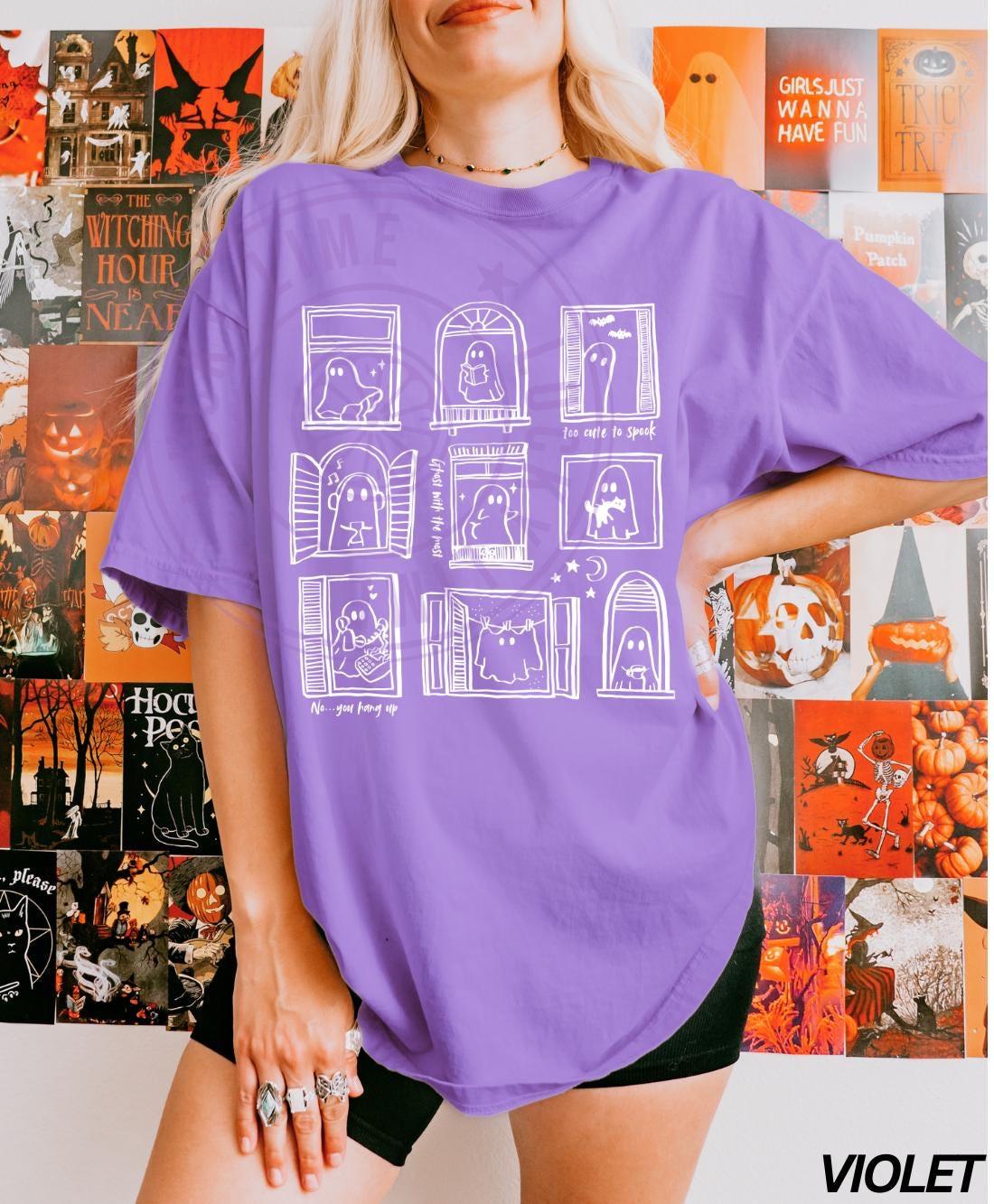 Cute Halloween Ghost Shirt, Ghost Frames Shirt, Hand Drawn Cute Ghost Doodles Tshirt, Funny Halloween Tee, Womens Halloween, Funny Ghost Tee