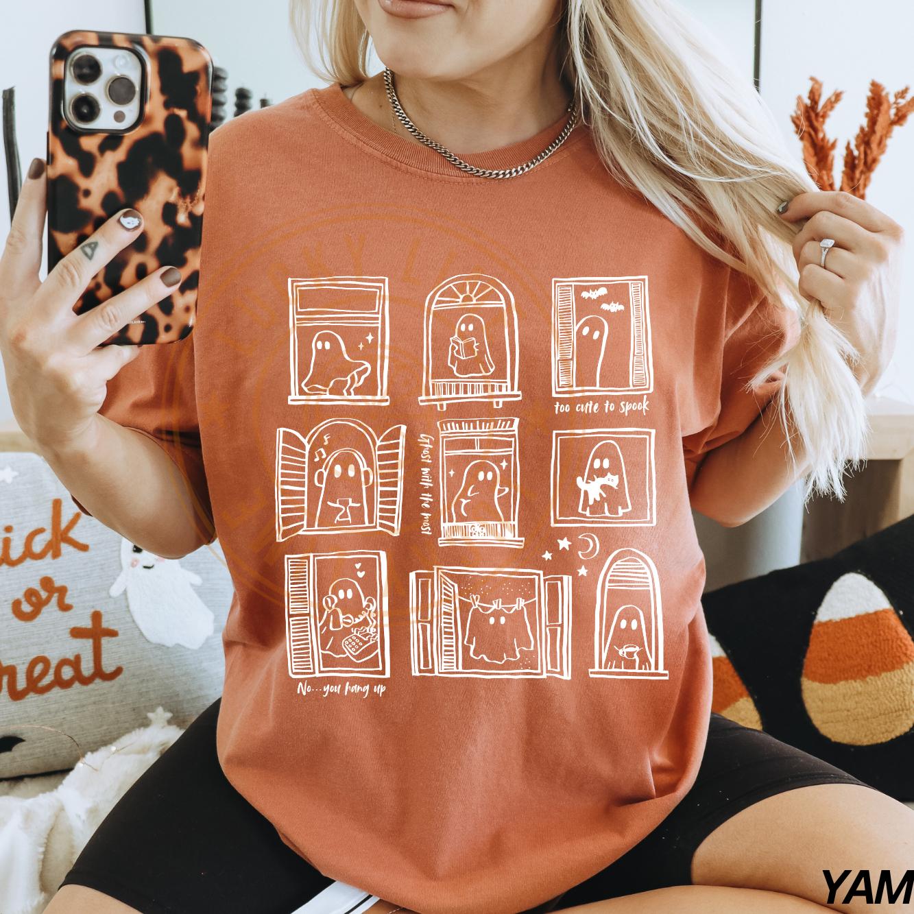 Cute Halloween Ghost Shirt, Ghost Frames Shirt, Hand Drawn Cute Ghost Doodles Tshirt, Funny Halloween Tee, Womens Halloween, Funny Ghost Tee
