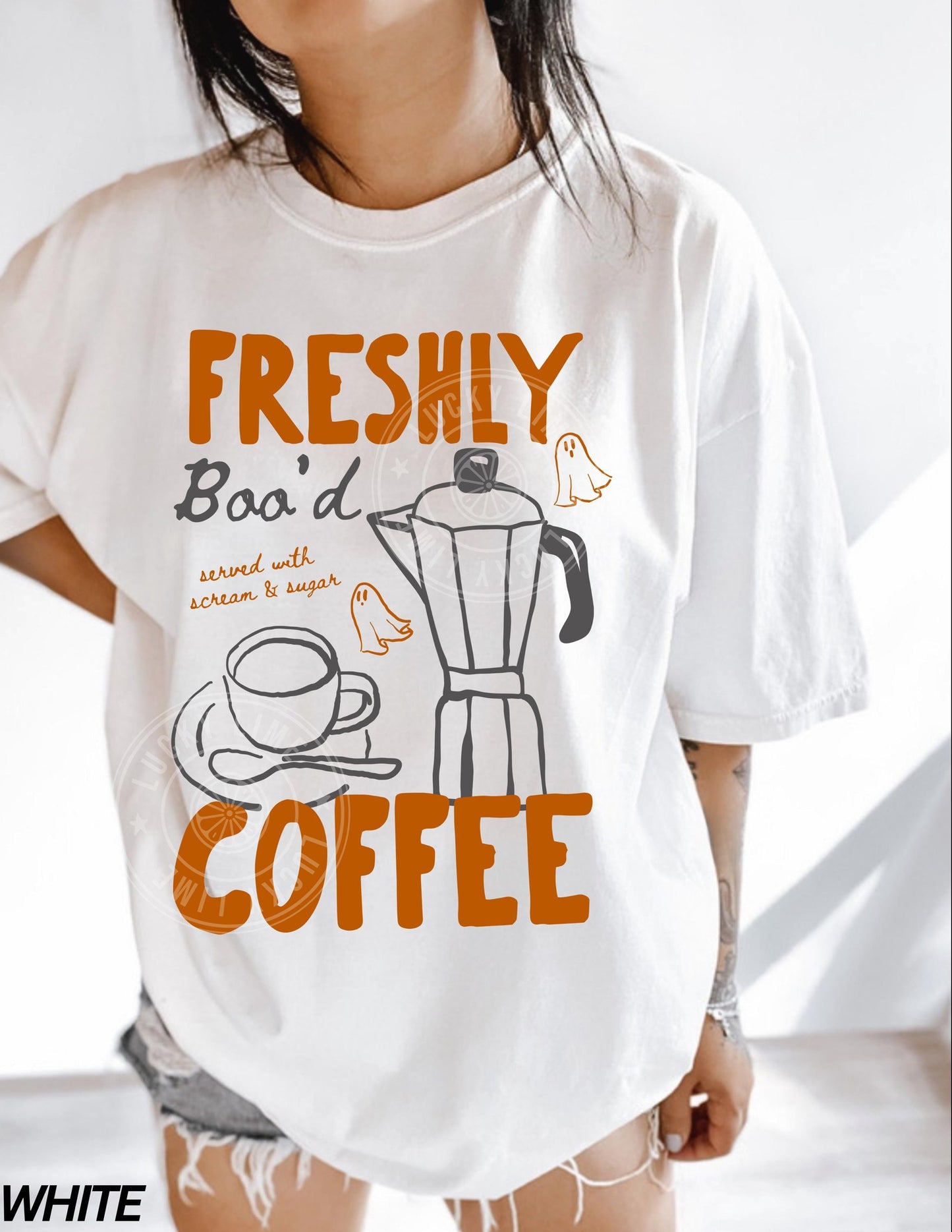 Freshly Boo’d Coffee Shirt, Halloween Coffee Shirt, Ghost Coffee Shirt, Cute Ghost Tee, Skeleton Halloween, Coffee Lover Gift, Halloween Tee
