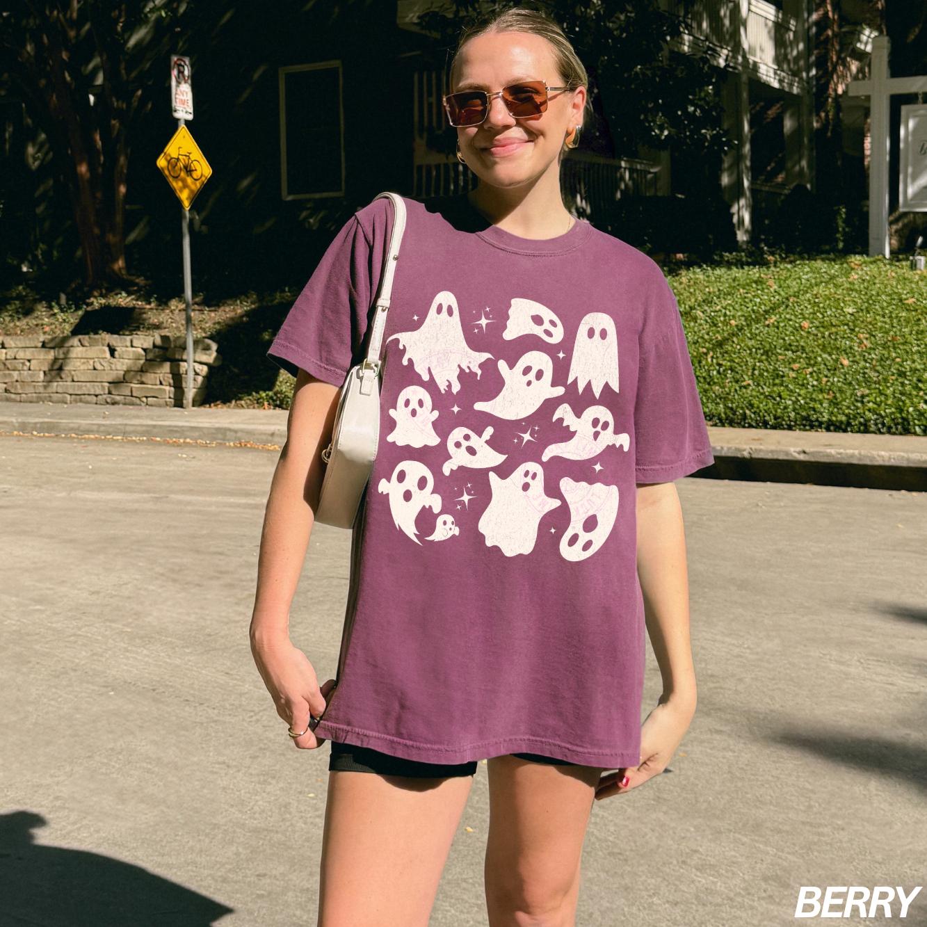 Halloween Ghost Shirt, Ghost Collage Shirt, Halloween Shirt, Cute Ghost Shirt, Cute Fall Tee, Spooky Season, Spooky Vibes, Retro Ghost Shirt