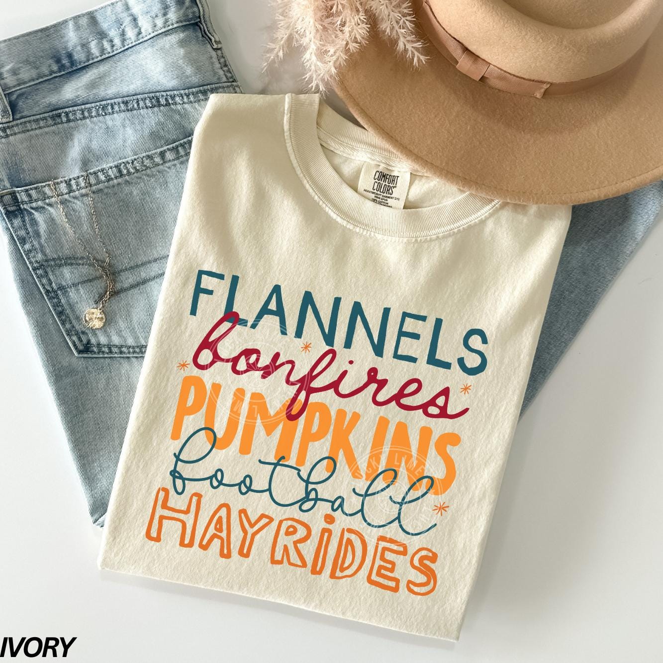 Flannels Hayrides Pumpkins Sweaters Bonfires Shirt, Womens Fall T-Shirt, Autumn Shirt, Pumpkin Season, Cozy Season Shirt