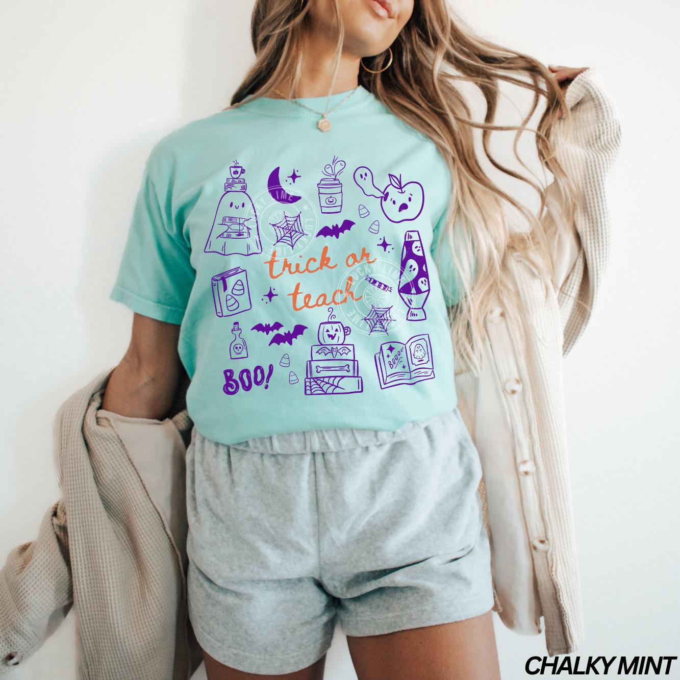 Teacher Halloween Shirt, Trick or Teach Shirt, Cute Halloween Teacher Shirt, Spooky Teacher Tshirt, Retro Ghost Teacher Tee