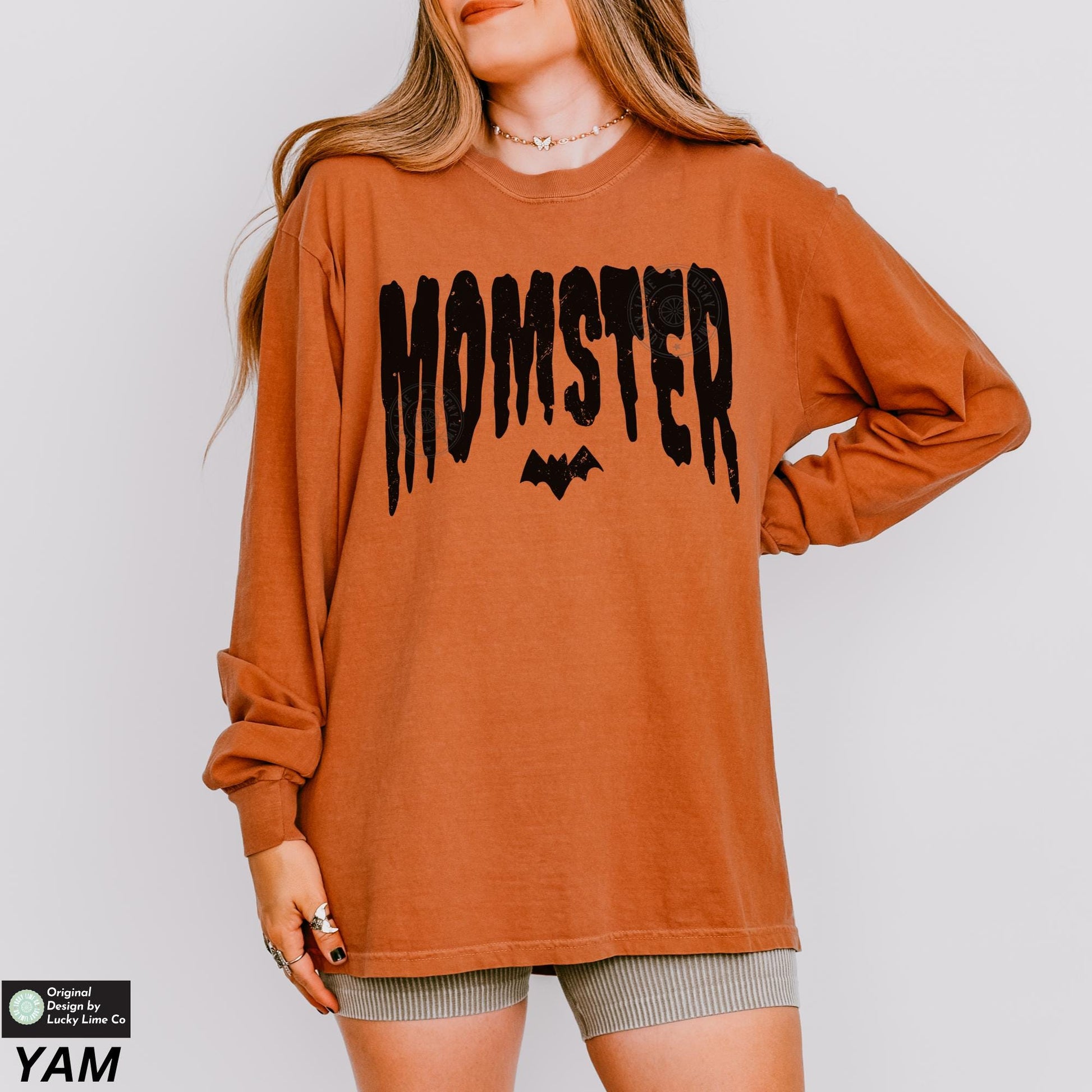 Momster Shirt, Long Sleeve Shirt, Mama Halloween TShirt, Spooky Mama Shirt, Mom Life Shirt, Funny Halloween Long Sleeve Tee