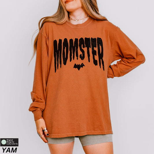 Momster Shirt, Long Sleeve Shirt, Mama Halloween TShirt, Spooky Mama Shirt, Mom Life Shirt, Funny Halloween Long Sleeve Tee