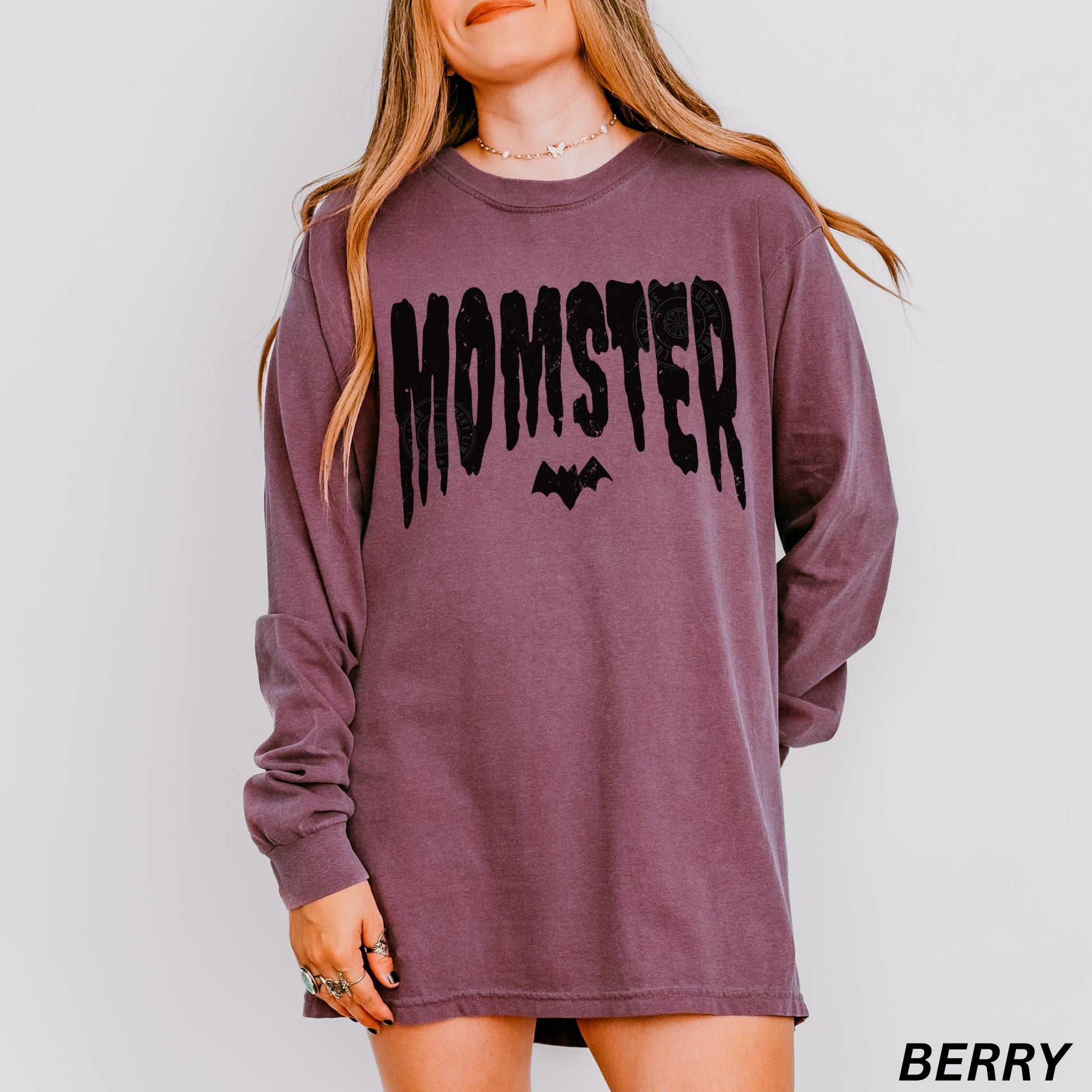 Momster Shirt, Long Sleeve Shirt, Mama Halloween TShirt, Spooky Mama Shirt, Mom Life Shirt, Funny Halloween Long Sleeve Tee