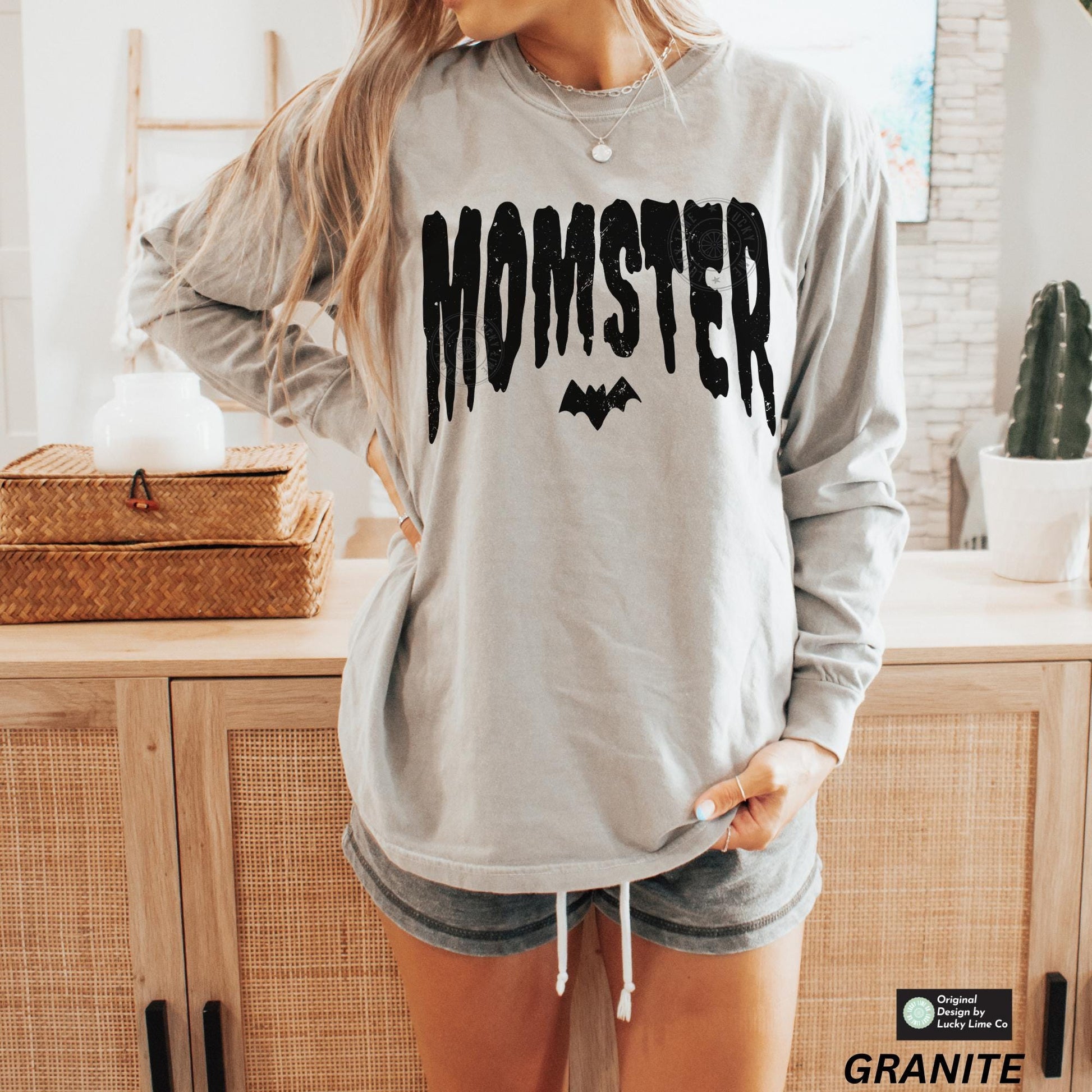 Momster Shirt, Long Sleeve Shirt, Mama Halloween TShirt, Spooky Mama Shirt, Mom Life Shirt, Funny Halloween Long Sleeve Tee