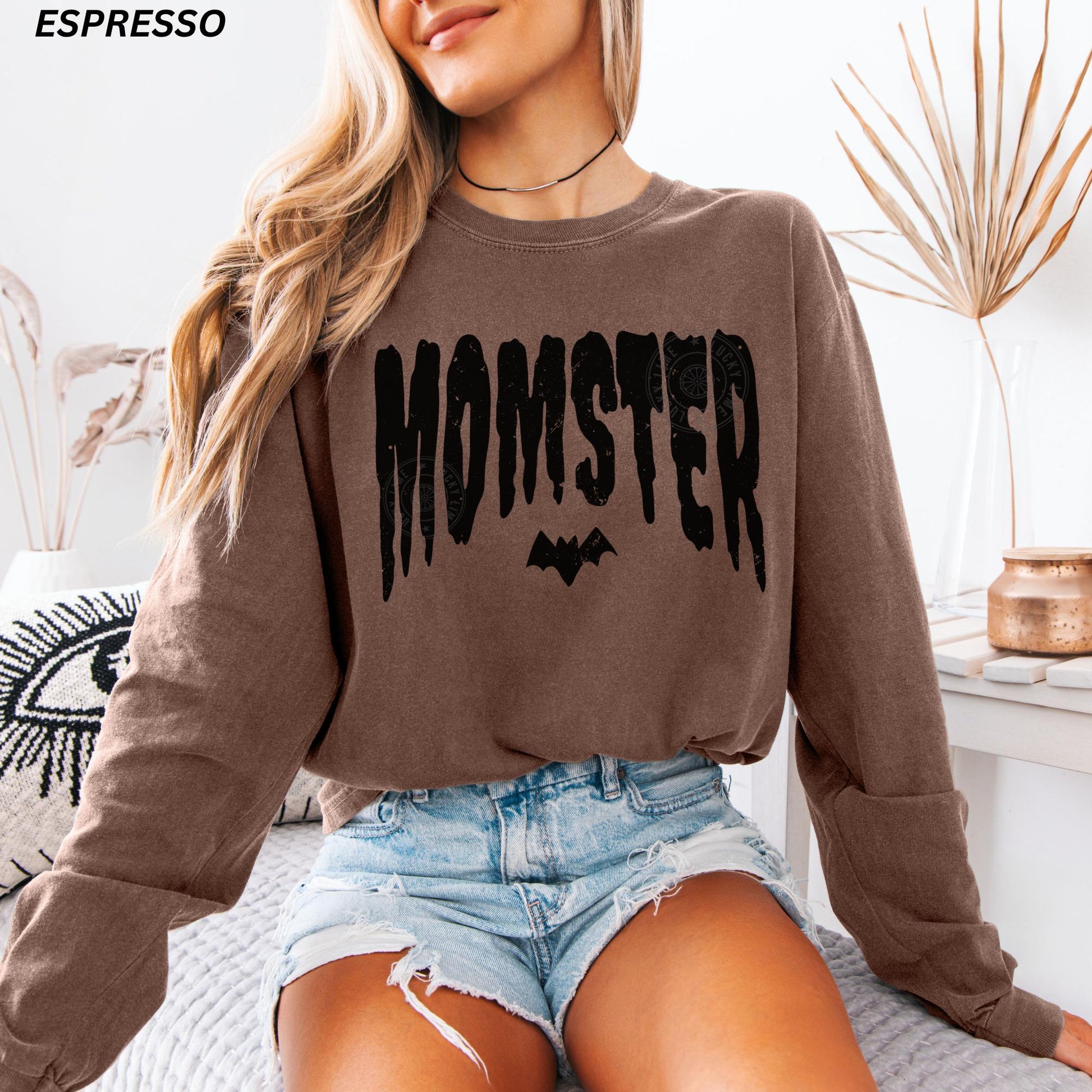 Momster Shirt, Long Sleeve Shirt, Mama Halloween TShirt, Spooky Mama Shirt, Mom Life Shirt, Funny Halloween Long Sleeve Tee