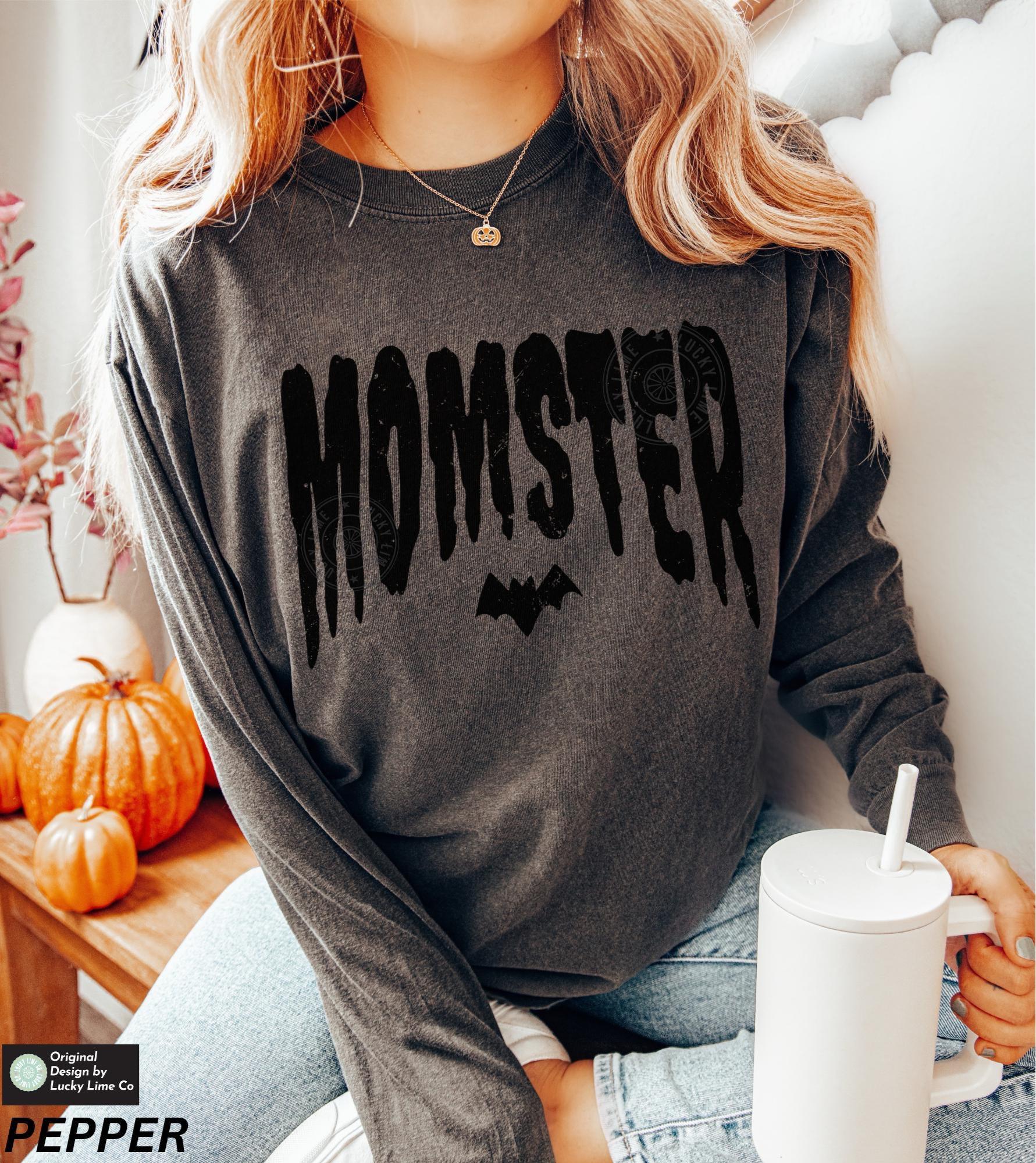Momster Shirt, Long Sleeve Shirt, Mama Halloween TShirt, Spooky Mama Shirt, Mom Life Shirt, Funny Halloween Long Sleeve Tee