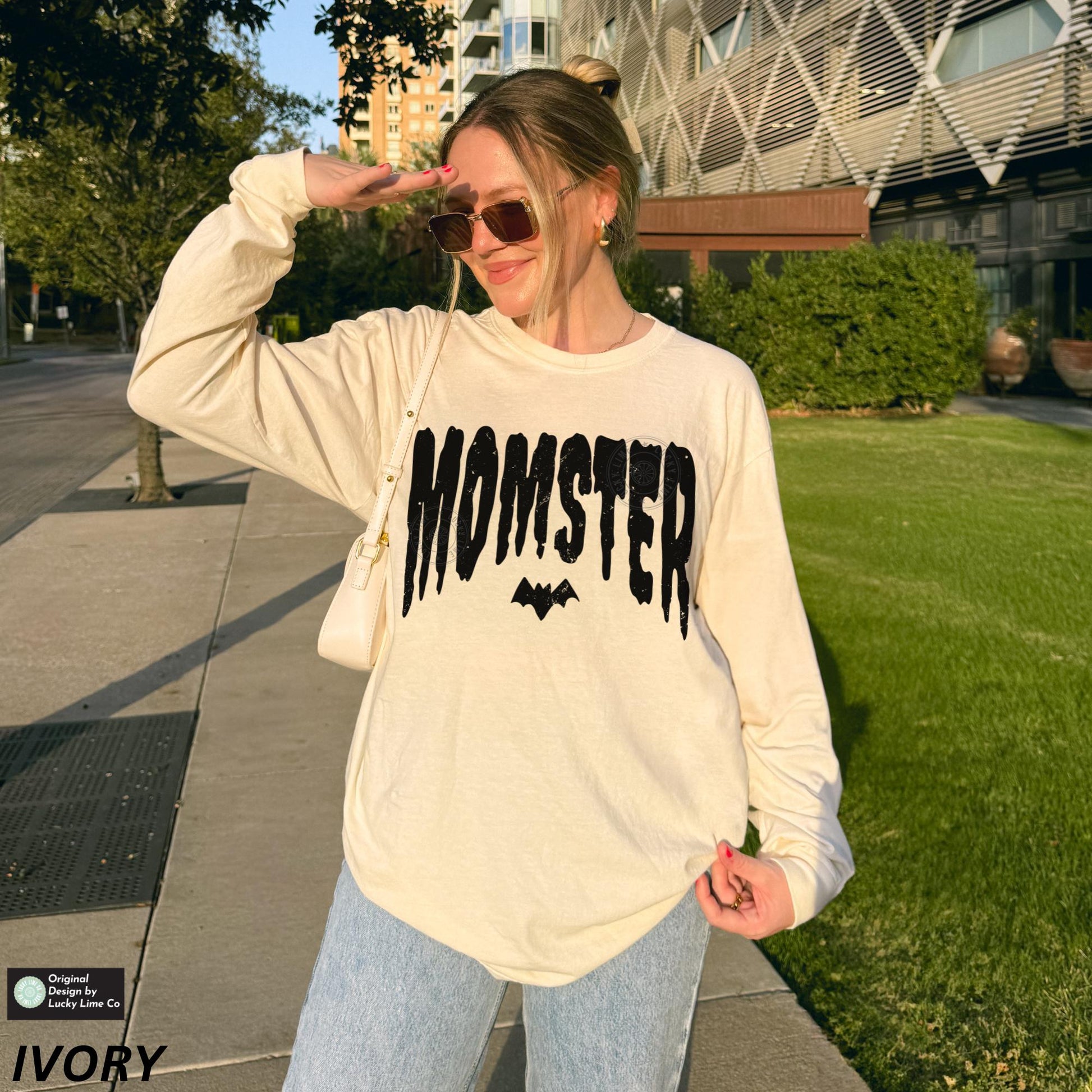Momster Shirt, Long Sleeve Shirt, Mama Halloween TShirt, Spooky Mama Shirt, Mom Life Shirt, Funny Halloween Long Sleeve Tee