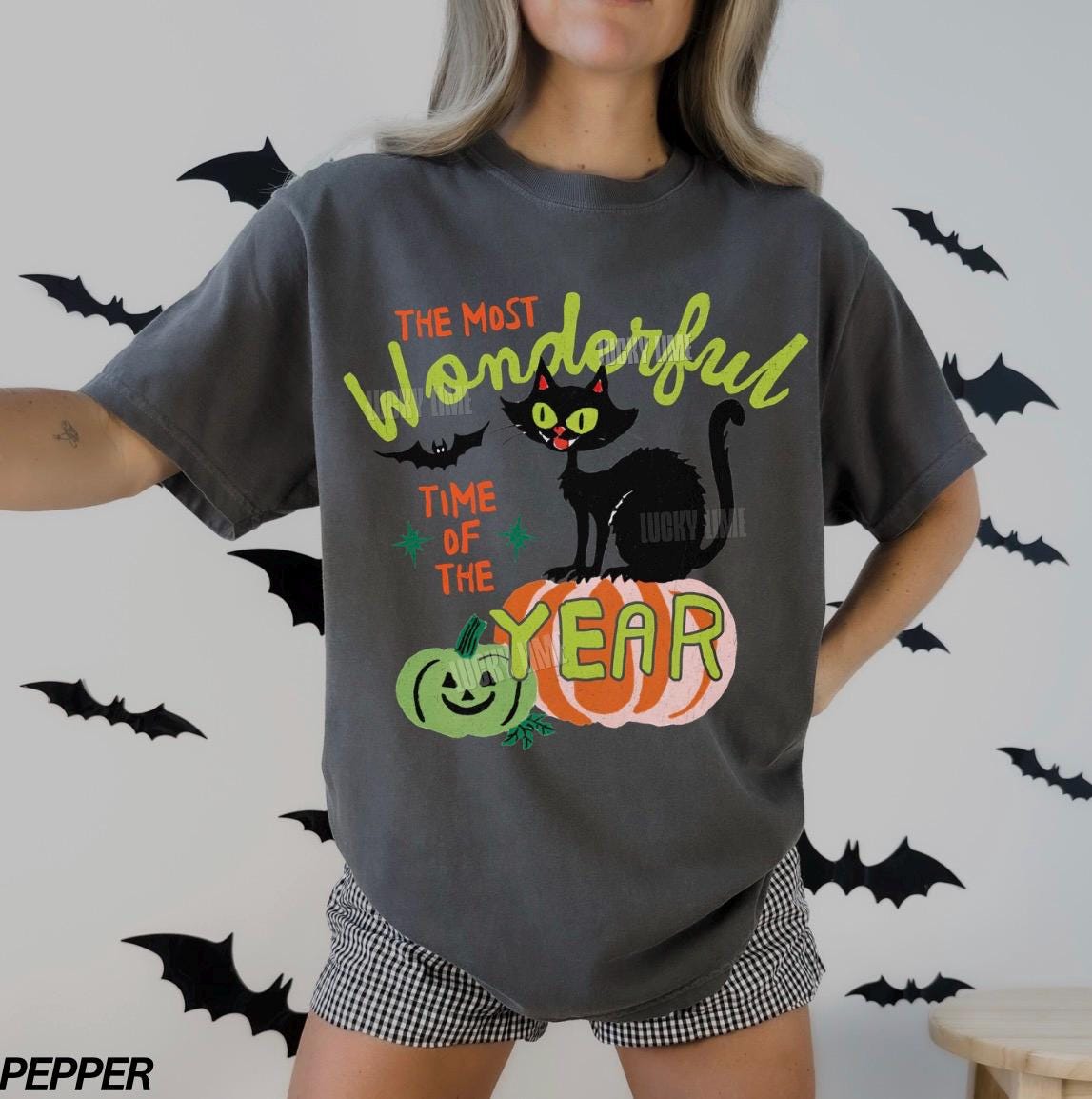 Retro Halloween Shirt, Cat Halloween Tee, The Most Wonderful Time of the Year Shirt, Spooky Season, Fall Vibes Graphic Tee, Pumpkin Shirt