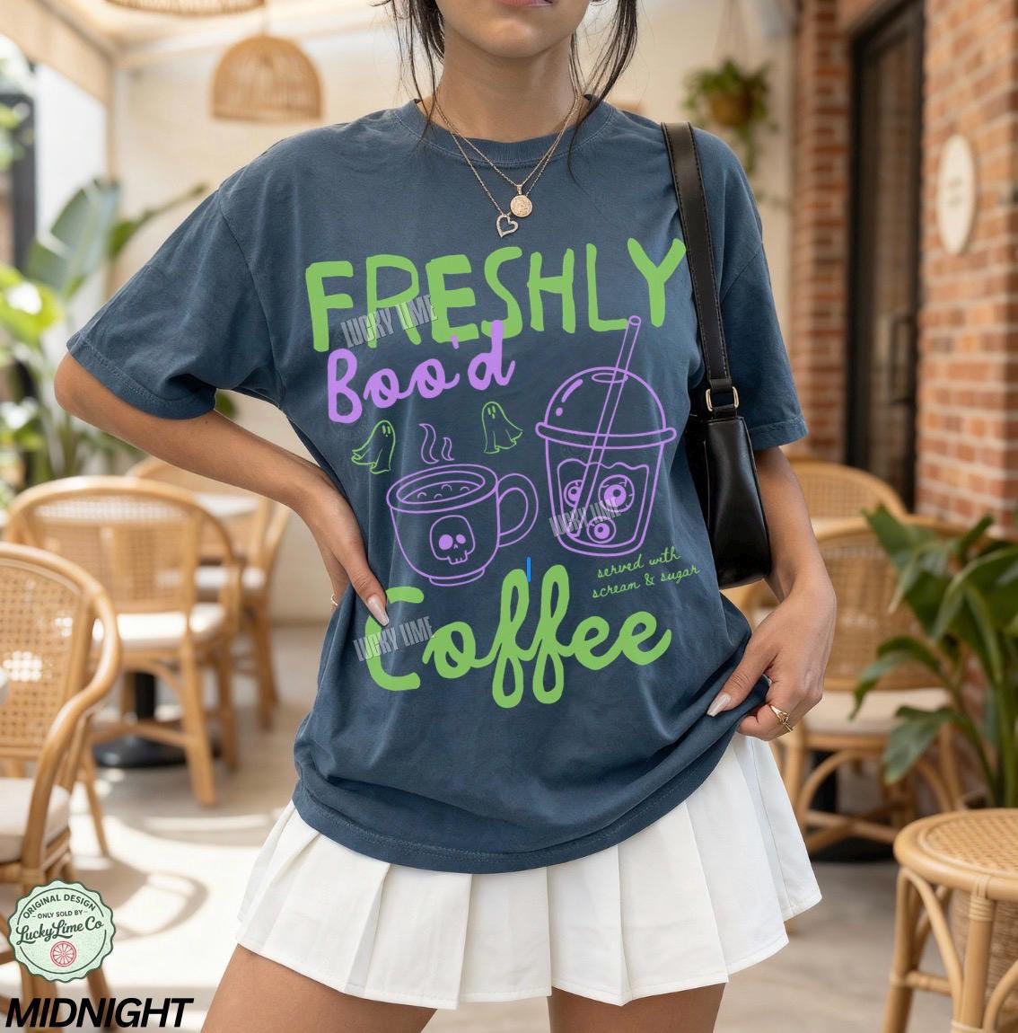 Halloween Coffee Shirt, Freshly Boo’d Coffee Tee, Spooky Season Shirt, Cute Ghost Shirt, Skeleton Halloween Coffee Lover Gift, Pumpkin Spice