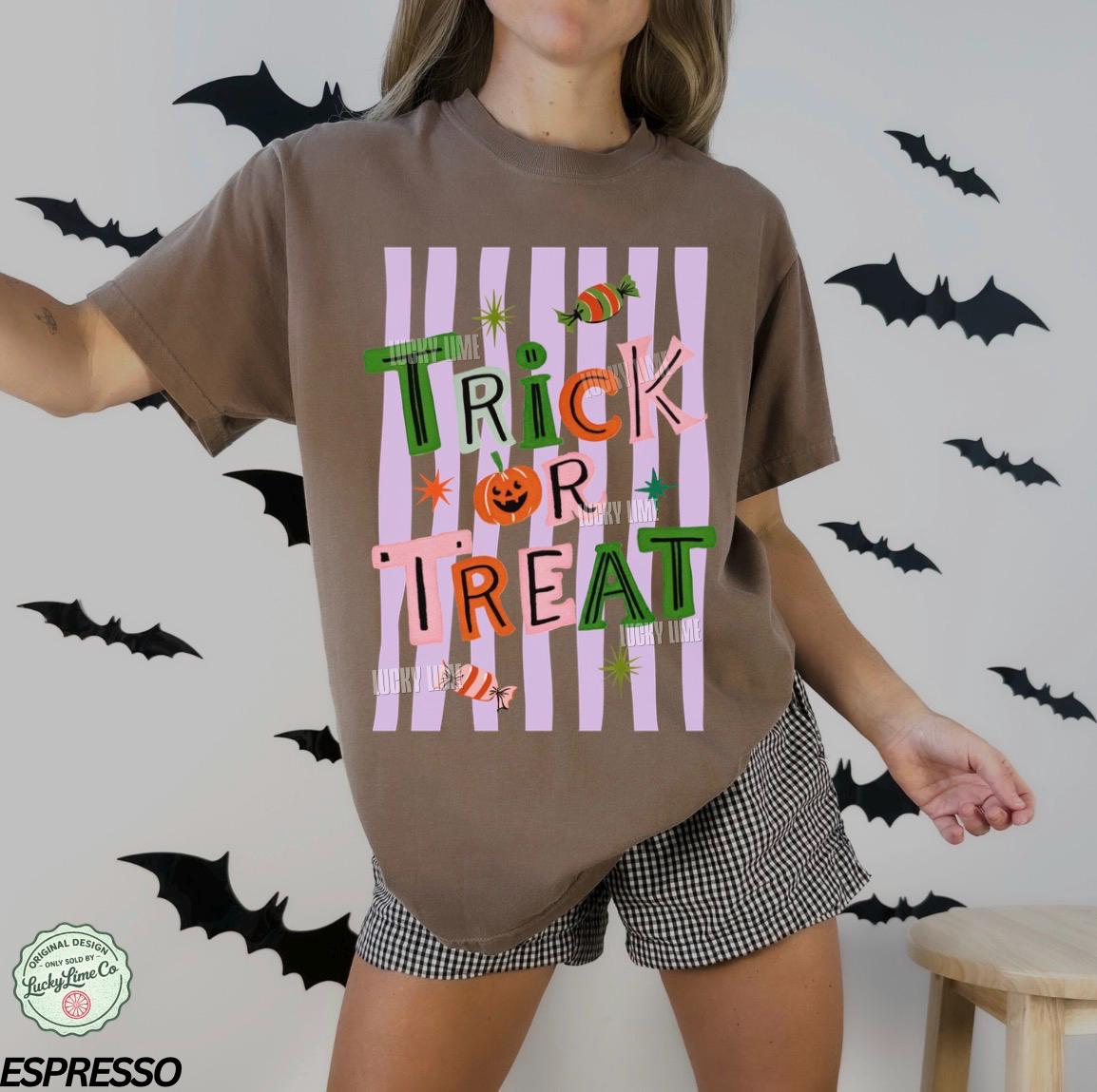 Trick or Treat Shirt, Halloween Tshirt, Preppy Halloween Shirt, Retro Halloween, Pumpkin Season, Spooky Season Tee