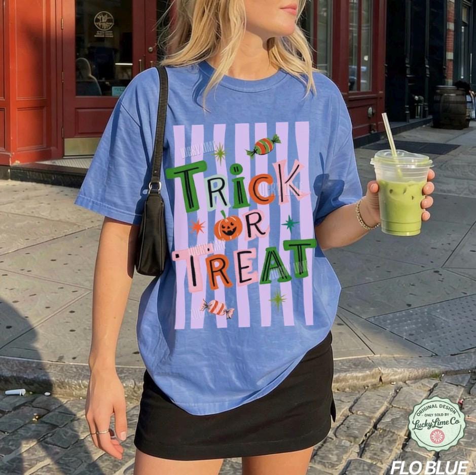 Trick or Treat Shirt, Halloween Tshirt, Preppy Halloween Shirt, Retro Halloween, Pumpkin Season, Spooky Season Tee