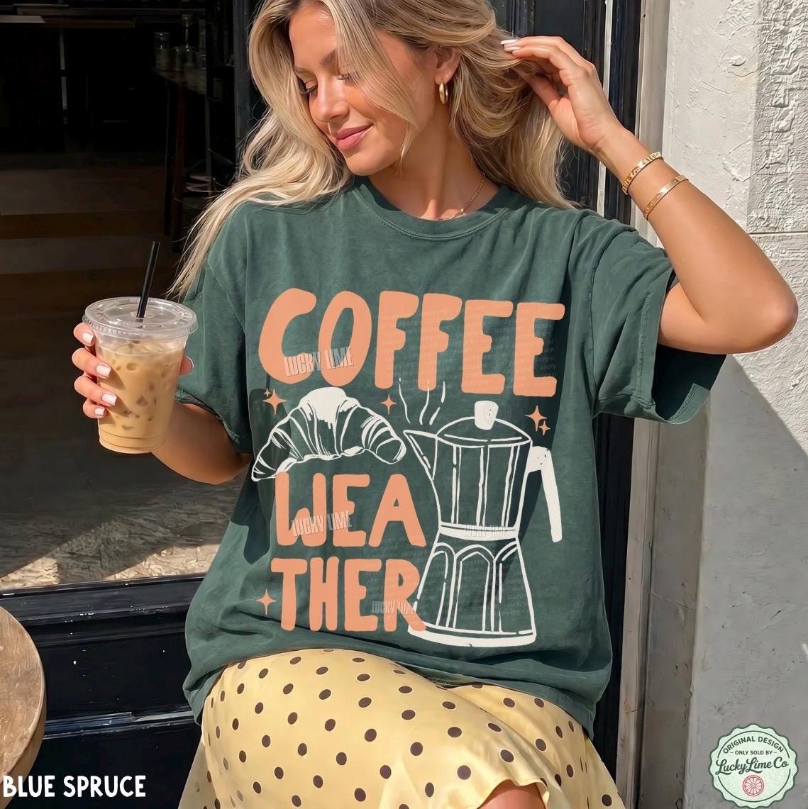 Coffee Weather Tshirt, Coffee Weather Shirt, Pumpkin Spice Season, Coffee and Croissant Tee, Fall Graphic Tee, Autumn Shirt