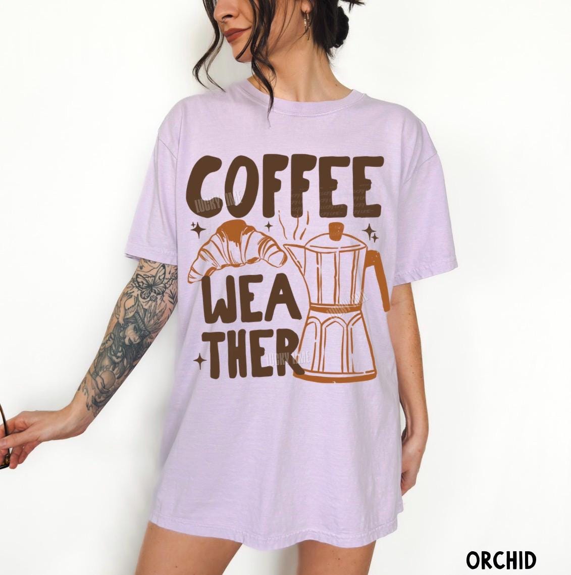 Coffee Weather Shirt, Coffee Weather T-Shirt, Pumpkin Spice Season, Coffee and Croissant Tee, Fall Graphic Tee, Autumn Shirt
