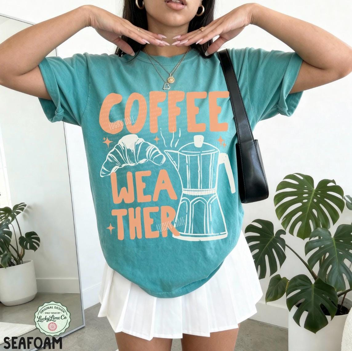 Coffee Weather Tshirt, Coffee Weather Shirt, Pumpkin Spice Season, Coffee and Croissant Tee, Fall Graphic Tee, Autumn Shirt