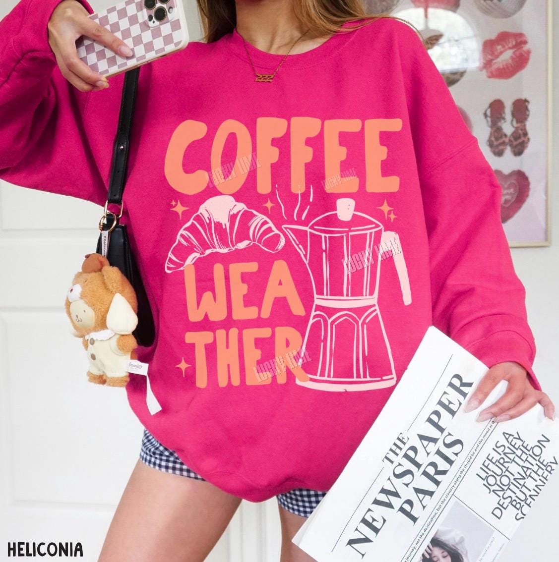 Coffee Weather Sweatshirt, Coffee Weather Sweater, Pumpkin Spice Season, Coffee and Croissants, Fall Sweatshirt, Autumn Shirt, Fall Vibes