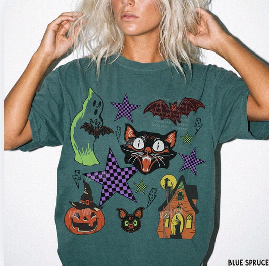 Retro Halloween Shirt, Vintage Halloween Collage Shirt, Cute Ghost Tee, Spooky Season Shirt, Spooky Apparel, Pumpkin Season